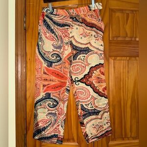 Cropped Orange and Green Mandala Print Pants